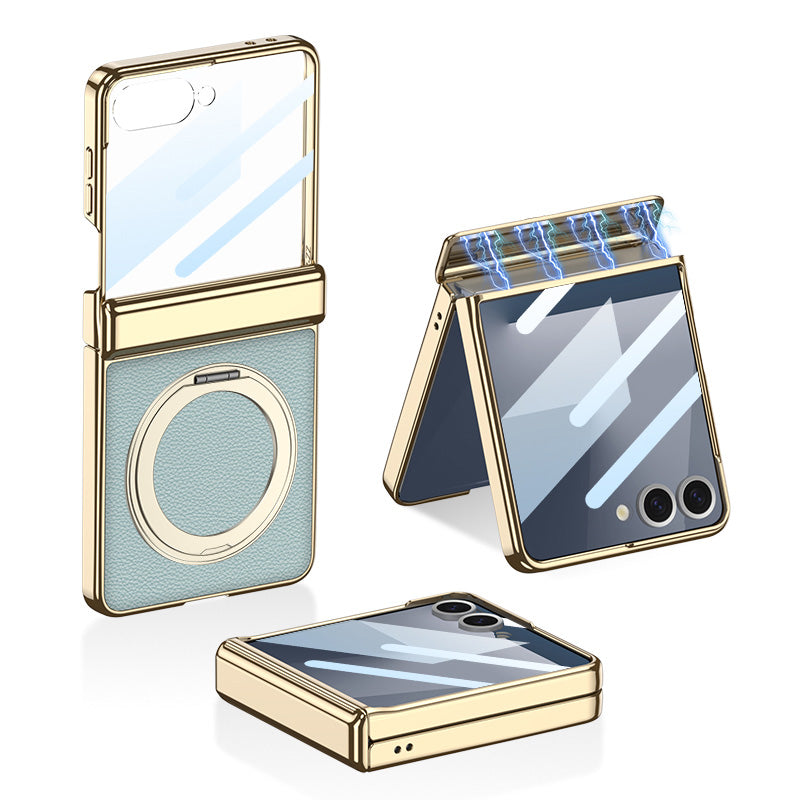 Magnetic All-included Leather Phone Case With Back Screen Protector For Galaxy Flip7