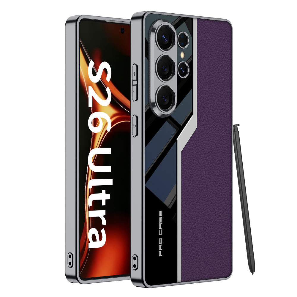 Electroplated Leather Anti-fall Protective Phone Case For Galaxy S26 S25 S24 S23 Ultra Plus