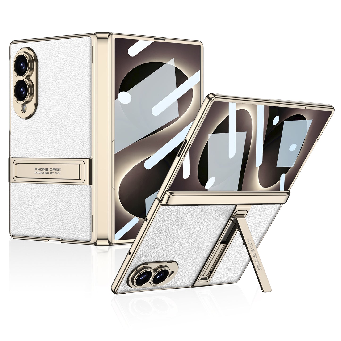 Golden Electroplated Leather Shockproof Phone Cover For Galaxy Z Fold8 Ultra Wide