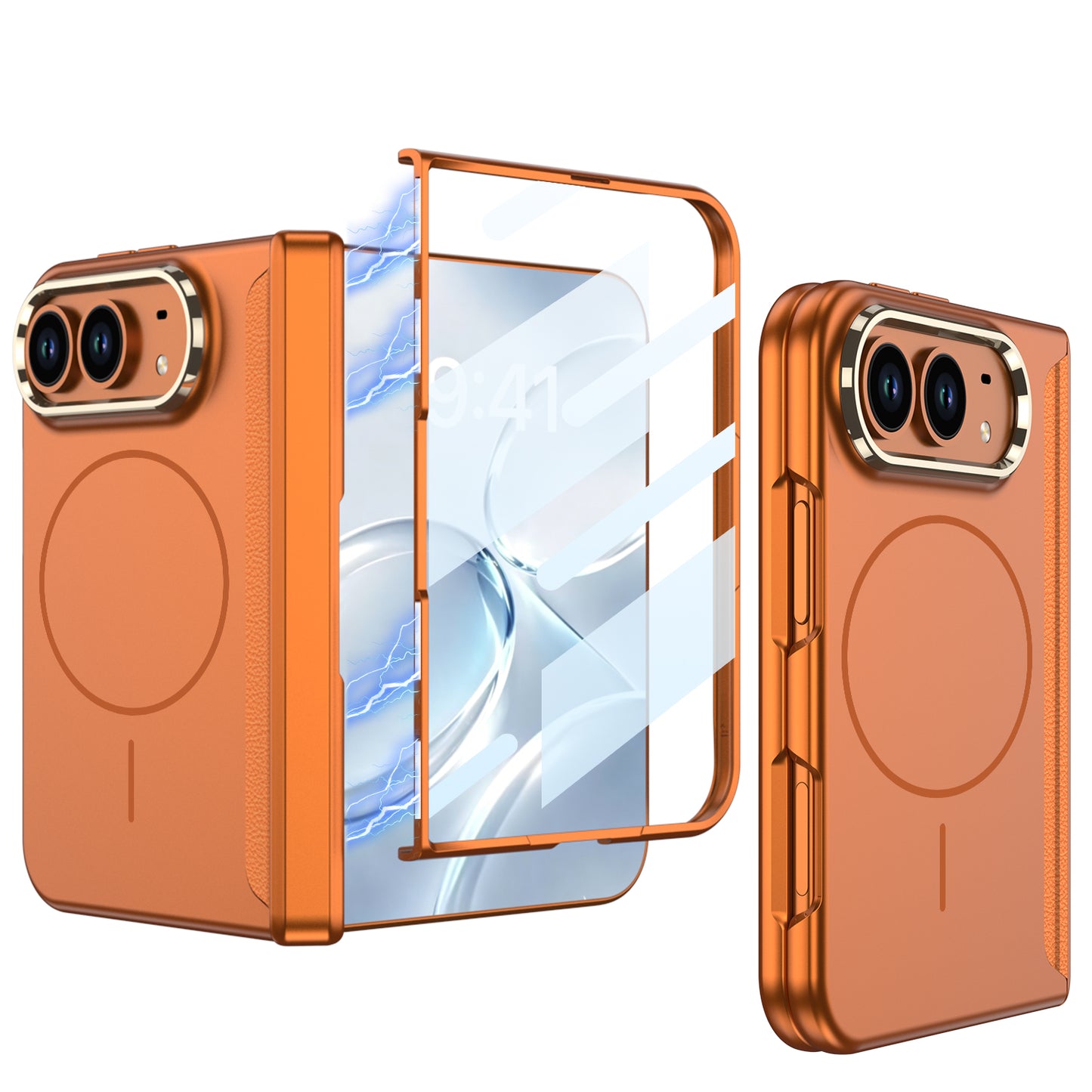 iPhone Ultra - Magnetic Hinge Protection Business Cover Built-in Tempered Glass Film & Magnetic Ring