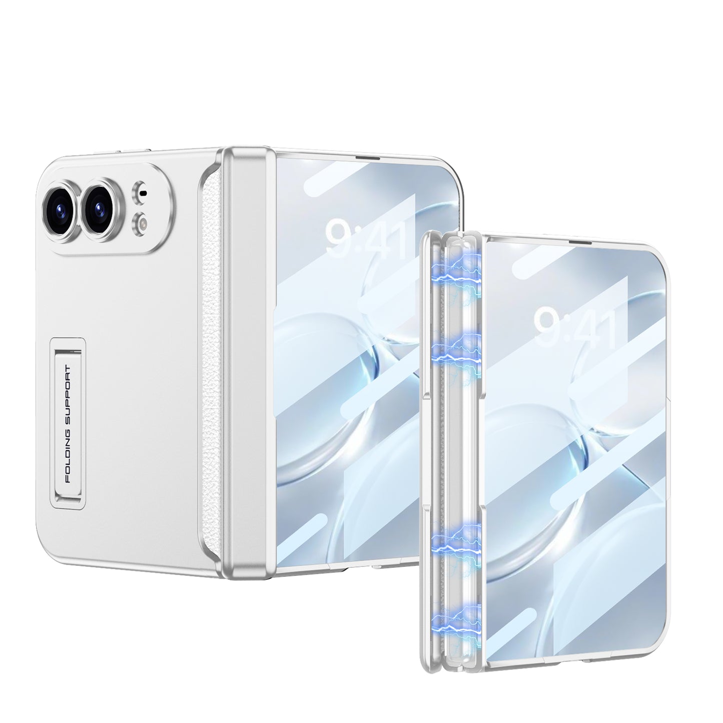 iPhone Ultra - Magnetic Hinge Camera Protection Business Cover Built-in Tempered Glass Film & Hidden Kickstand