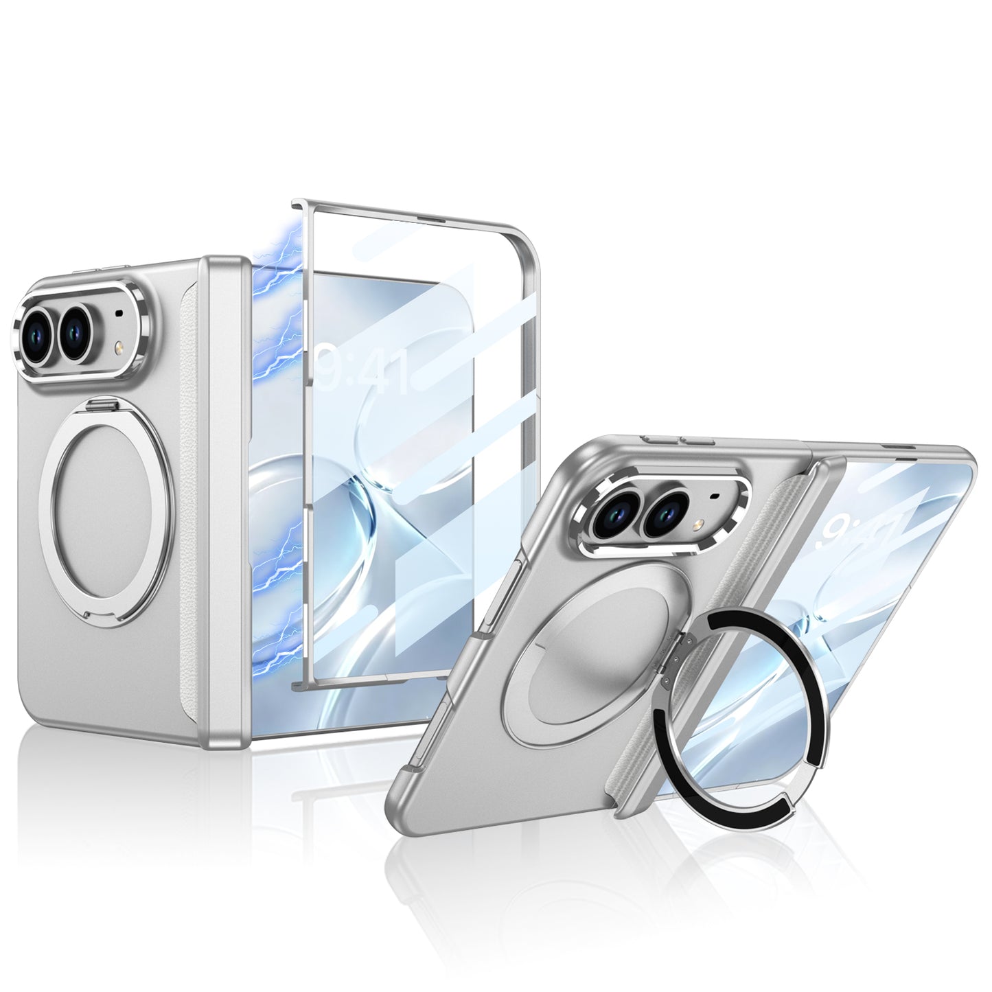 iPhone Ultra - Magnetic Hinge Protection Business Cover Built-in Tempered Glass Film & Magnetic Kickstand