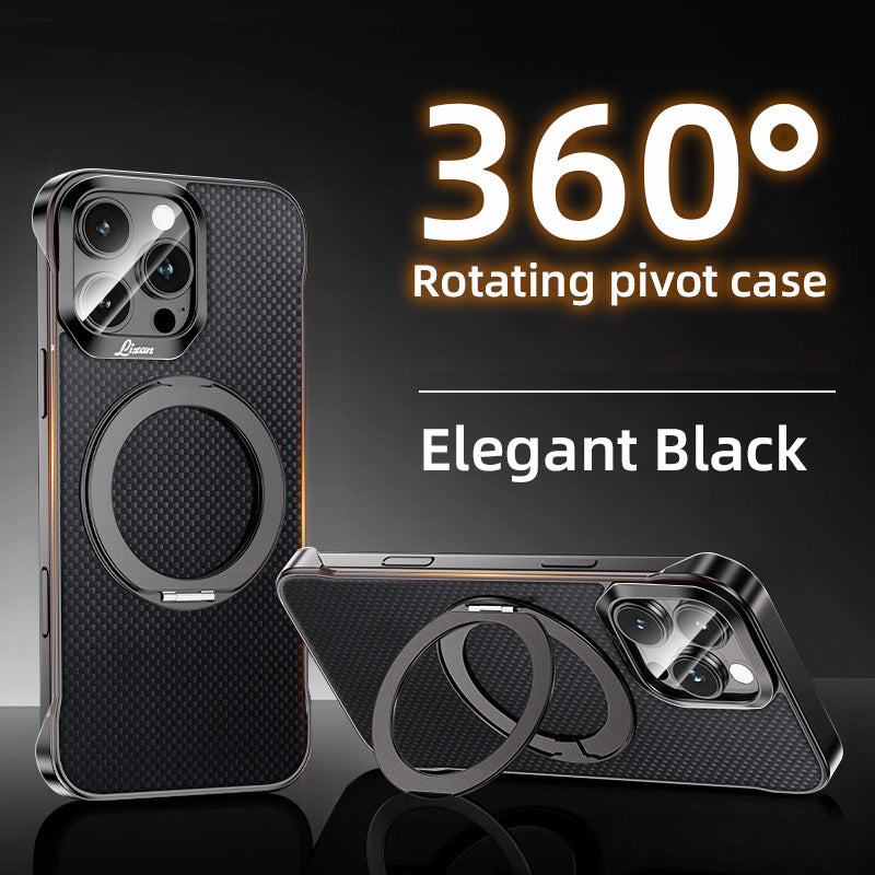 Carbon Fiber Phone Case With Magnetic Bracket For iPhone