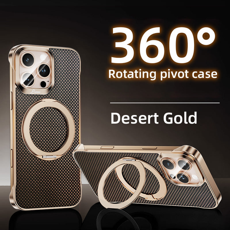 Carbon Fiber Phone Case With Magnetic Bracket For iPhone