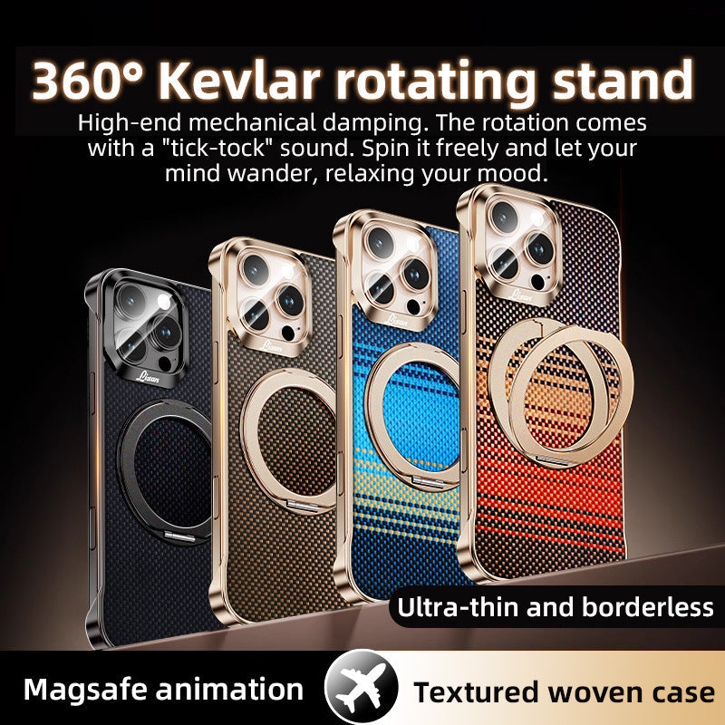 Carbon Fiber Phone Case With Magnetic Bracket For iPhone