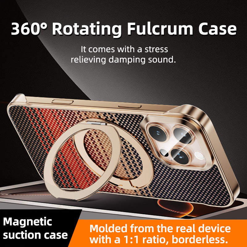 Carbon Fiber Phone Case With Magnetic Bracket For iPhone