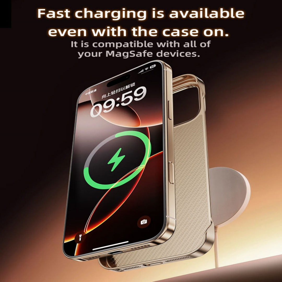 Carbon Fiber Phone Case With Magnetic Bracket For iPhone