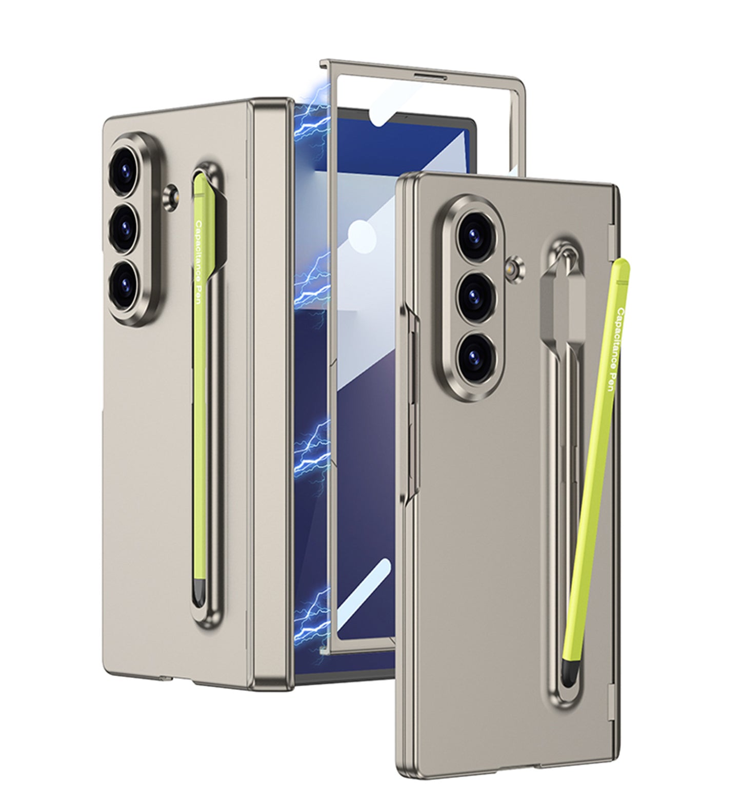 Magnetic Hinge Anti-fall Protective Phone Case With Pen Tray Shell and Film For Galaxy Z Fold5 Fold6 Fold7