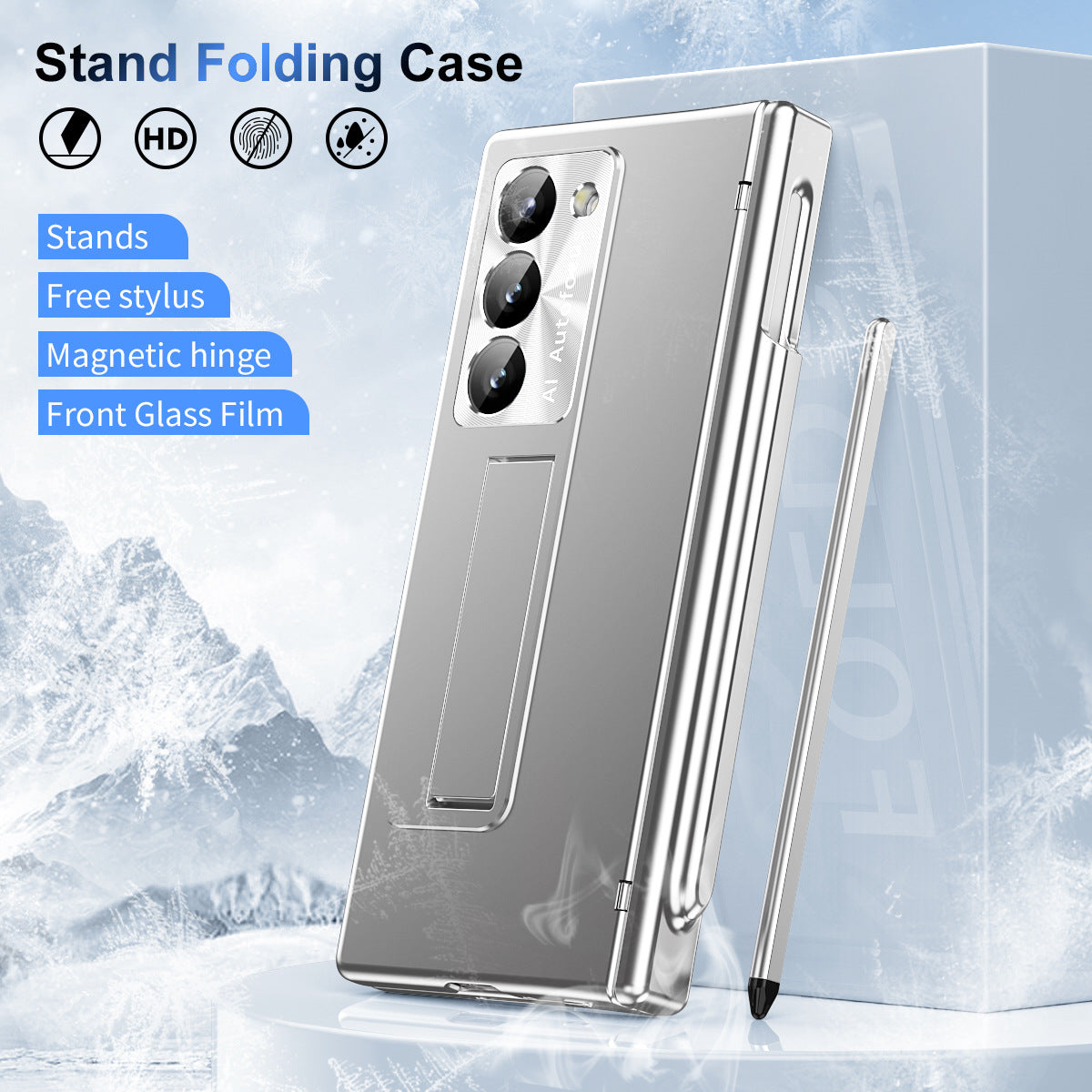 Hinge Pen Box Shockproof Phone Case With Glass Front Film & Stylus For Galaxy Z Fold6