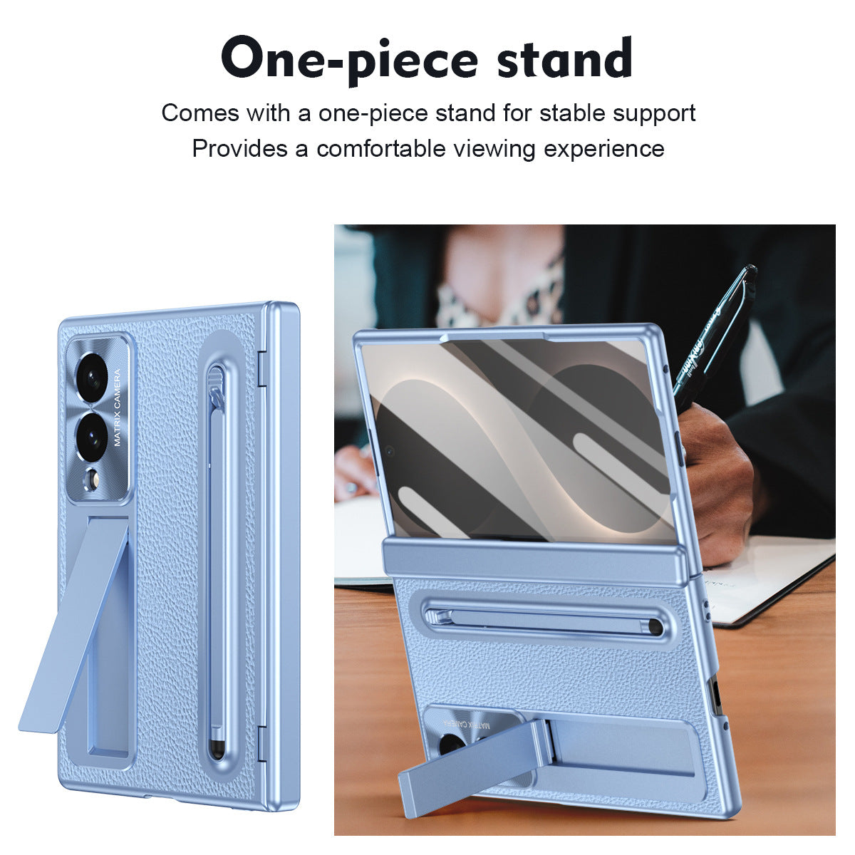 Golden Electroplated Leather Phone Case With Built-in Tempered Glass & Stylus For Galaxy Z Fold 8/7/6/5/4 Wide Ultra