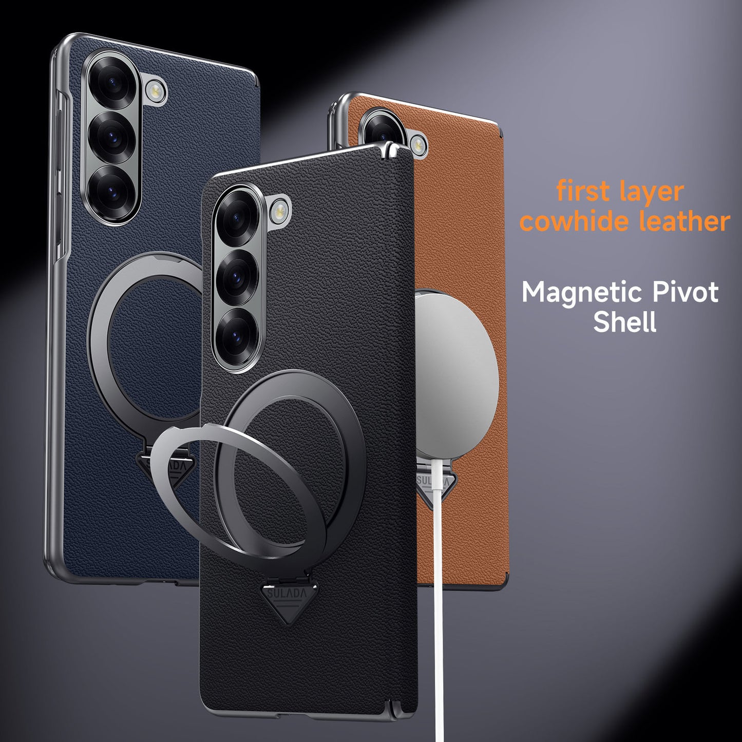 Luxurious Leather Phone Case With Magnetic Bracket For Galaxy Z Fold 7/6/5