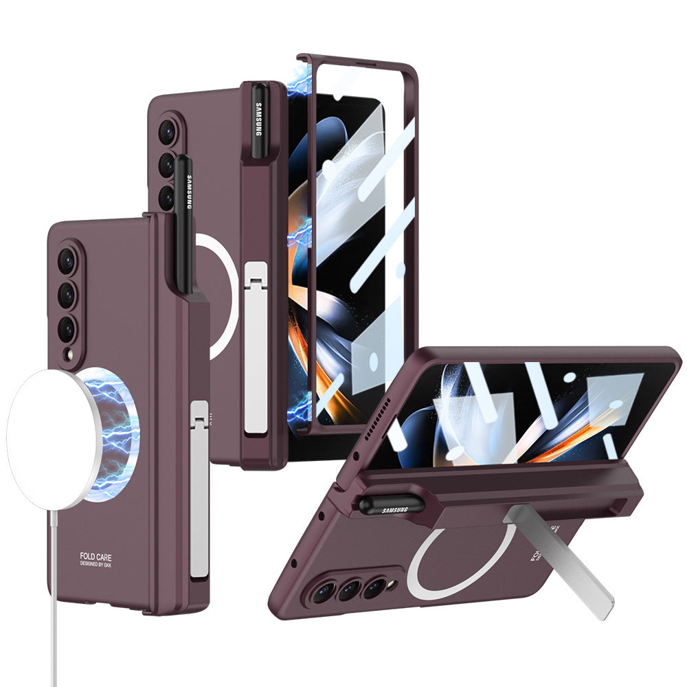 Magnetic Hinge Hidden Bracket All-included Case With Pen Box For Galaxy Z Fold 7/6/5/4/3