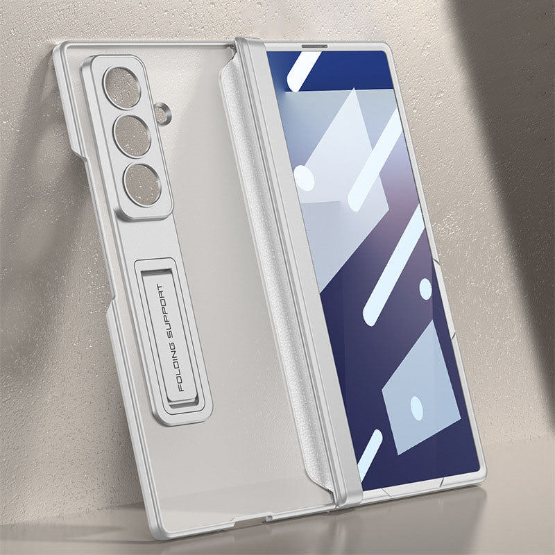 Magnetic Hinge Frosted Phone Case With Bracket & Back Screen Protector For Galaxy Z Fold 7