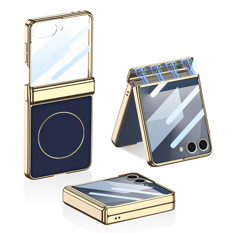 Magnetic All-included Leather Phone Case With Back Screen Protector For Galaxy Flip7