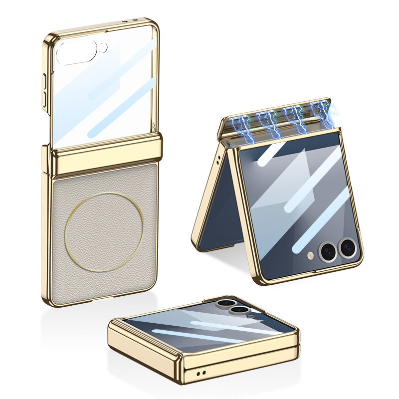 Magnetic All-included Leather Phone Case With Back Screen Protector For Galaxy Flip7