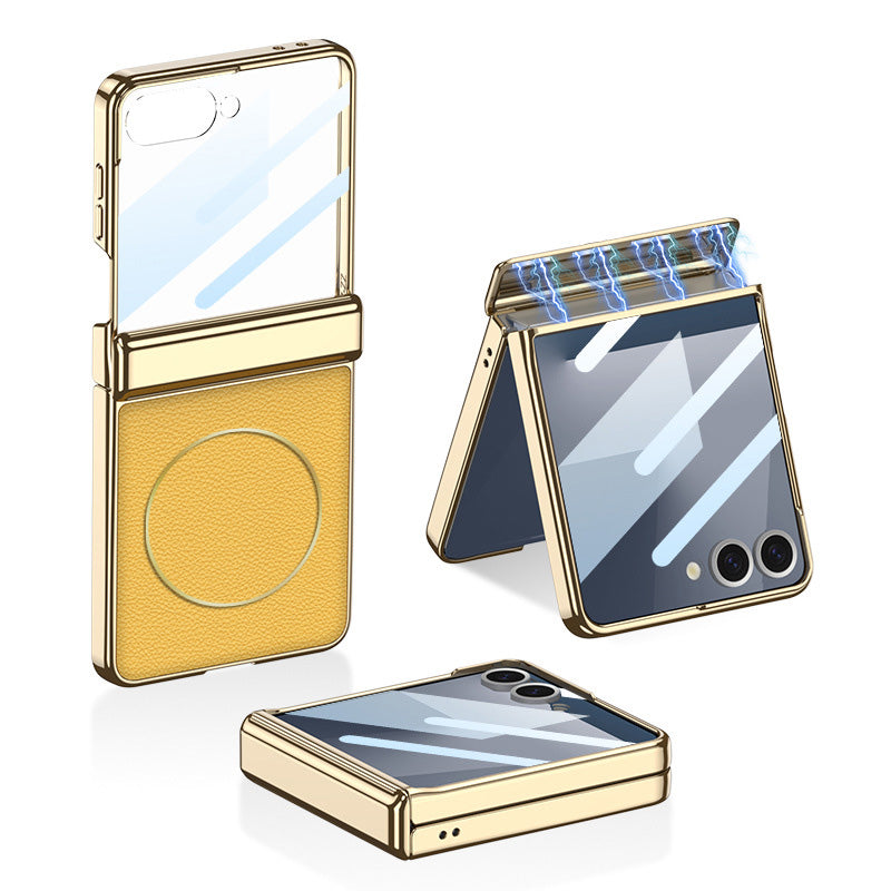 Magnetic All-included Leather Phone Case With Back Screen Protector For Galaxy Flip7