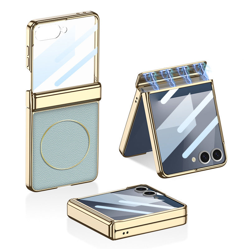 Magnetic All-included Leather Phone Case With Back Screen Protector For Galaxy Flip7