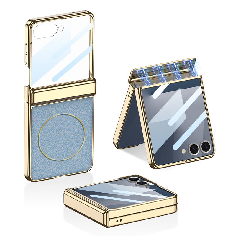 Magnetic All-included Leather Phone Case With Back Screen Protector For Galaxy Flip7