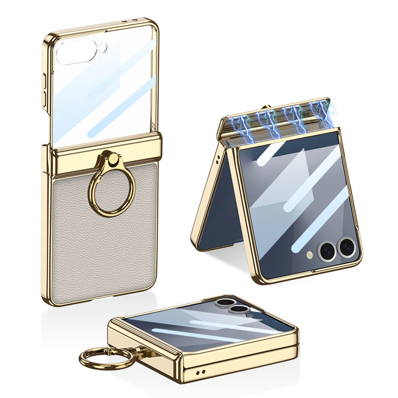 Magnetic All-included Leather Phone Case With Back Screen Protector For Galaxy Flip7