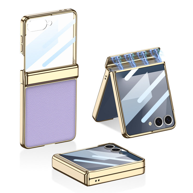 Magnetic All-included Leather Phone Case With Back Screen Protector For Galaxy Flip7