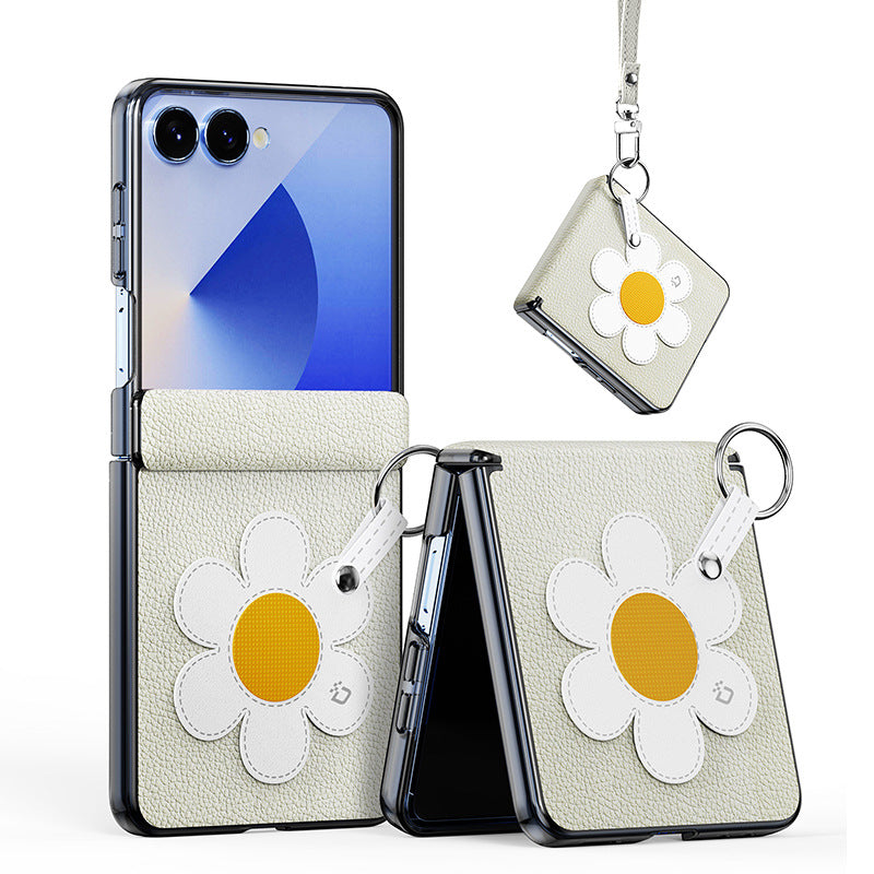 Leather Hinged Protective Phone Case With Lanyard For Galaxy Z Flip 7/6