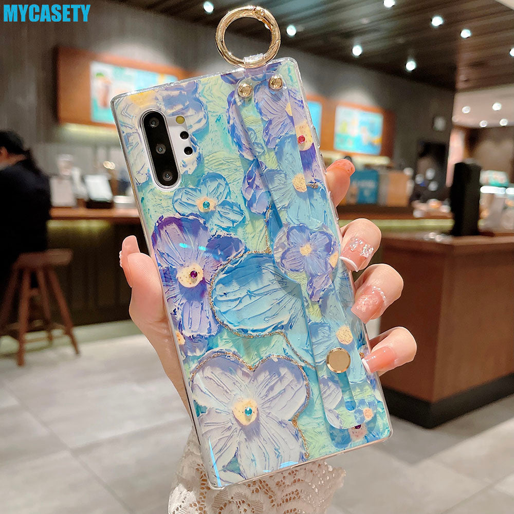 Oil Painting Flower Samsung Phone Case With Wristband & Lanyard - Mycasety Mycasety