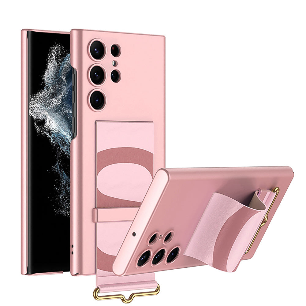 Leather Strap Holder All-inclusive Phone Case For Samsung S24 S23 S22 Ultra Plus - Mycasety Mycasety