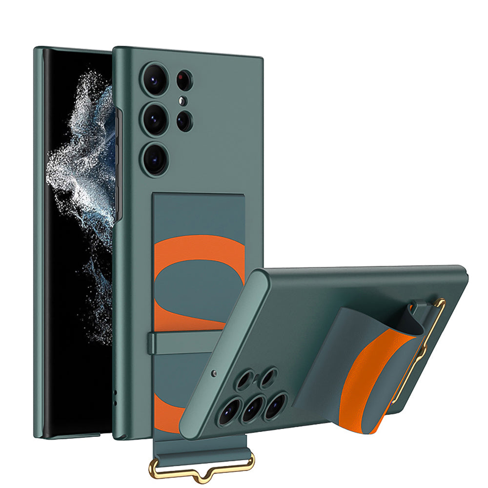 Leather Strap Holder All-inclusive Phone Case For Samsung S24 S23 S22 Ultra Plus - Mycasety Mycasety