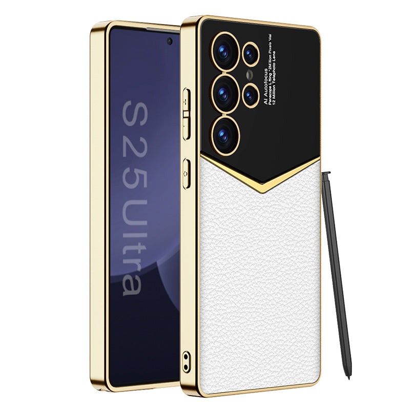 Electroplated Leather Phone Case For Galaxy S25 S24 S23 Ultra Plus