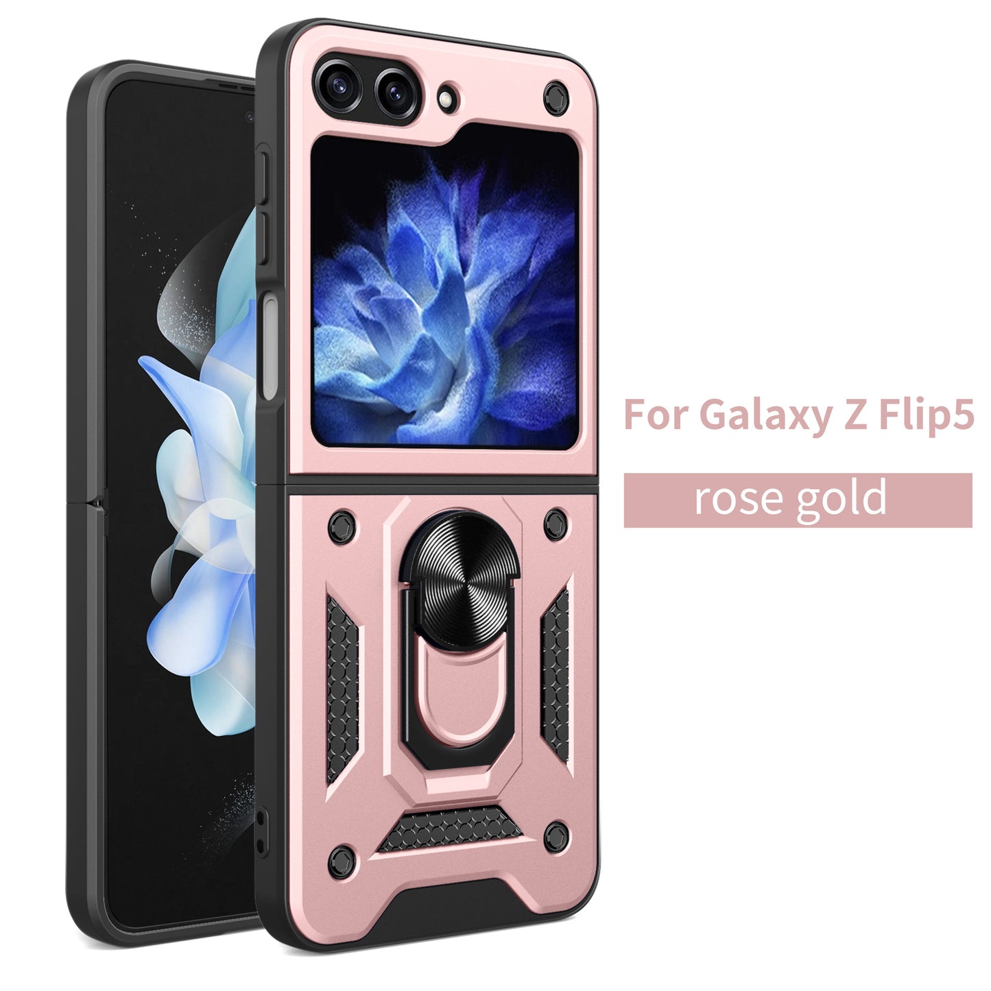 Drop Tested Cover with Magnetic Kickstand Car Mount Protective Case for Samsung Galaxy Z Flip3 Flip4 Flip5 - Mycasety Mycasety