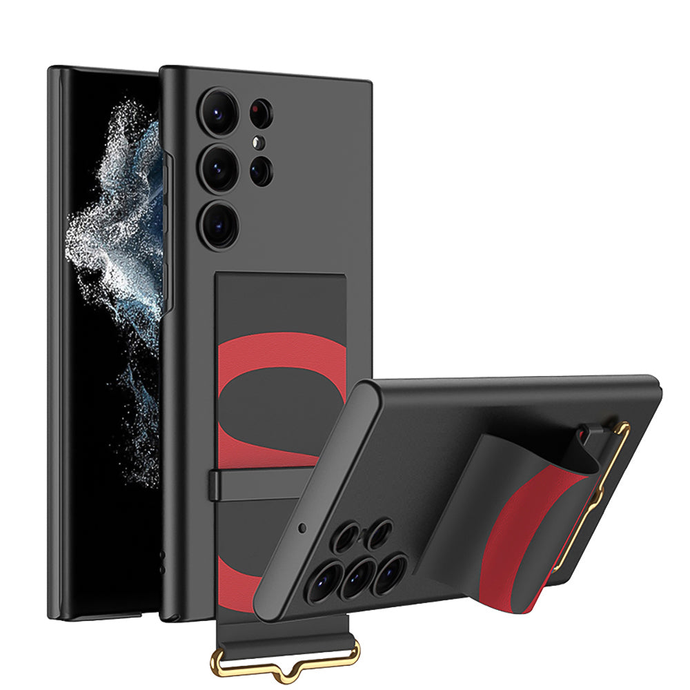Leather Strap Holder All-inclusive Phone Case For Samsung S24 S23 S22 Ultra Plus - Mycasety Mycasety
