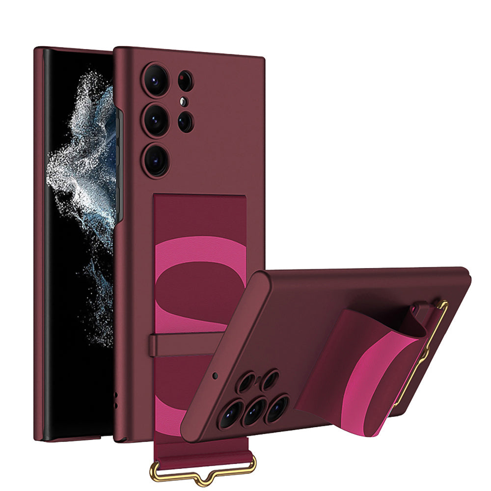 Leather Strap Holder All-inclusive Phone Case For Samsung S24 S23 S22 Ultra Plus - Mycasety Mycasety