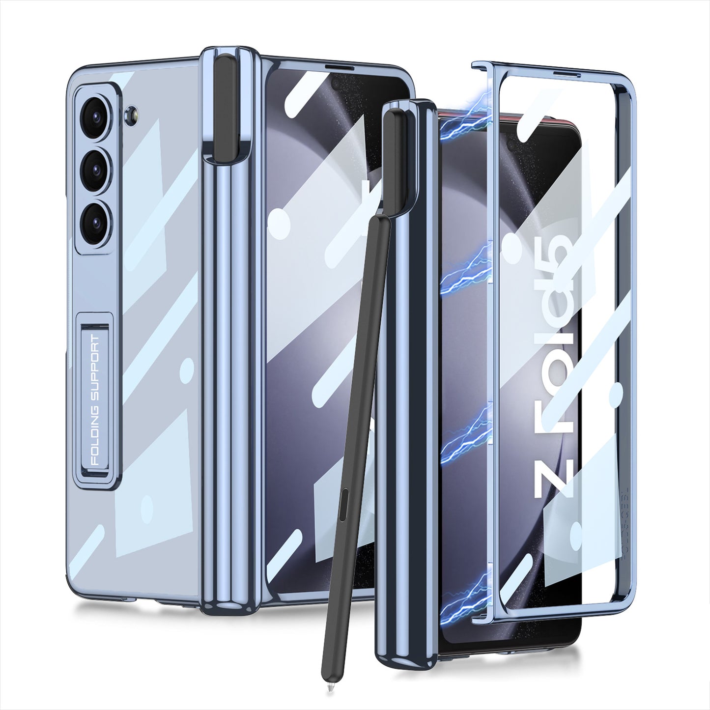 Magnetic Folding Bracket Shatter-Resistant Case For Samsung Galaxy Z Fold5 Fold4 Fold3 5G - Mycasety Mycasety