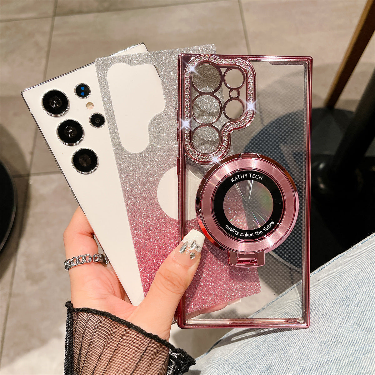 Glitter Diamond Magnetic Magsafe Ring Holder Case For Samsung Galaxy - Mycasety Mycasety