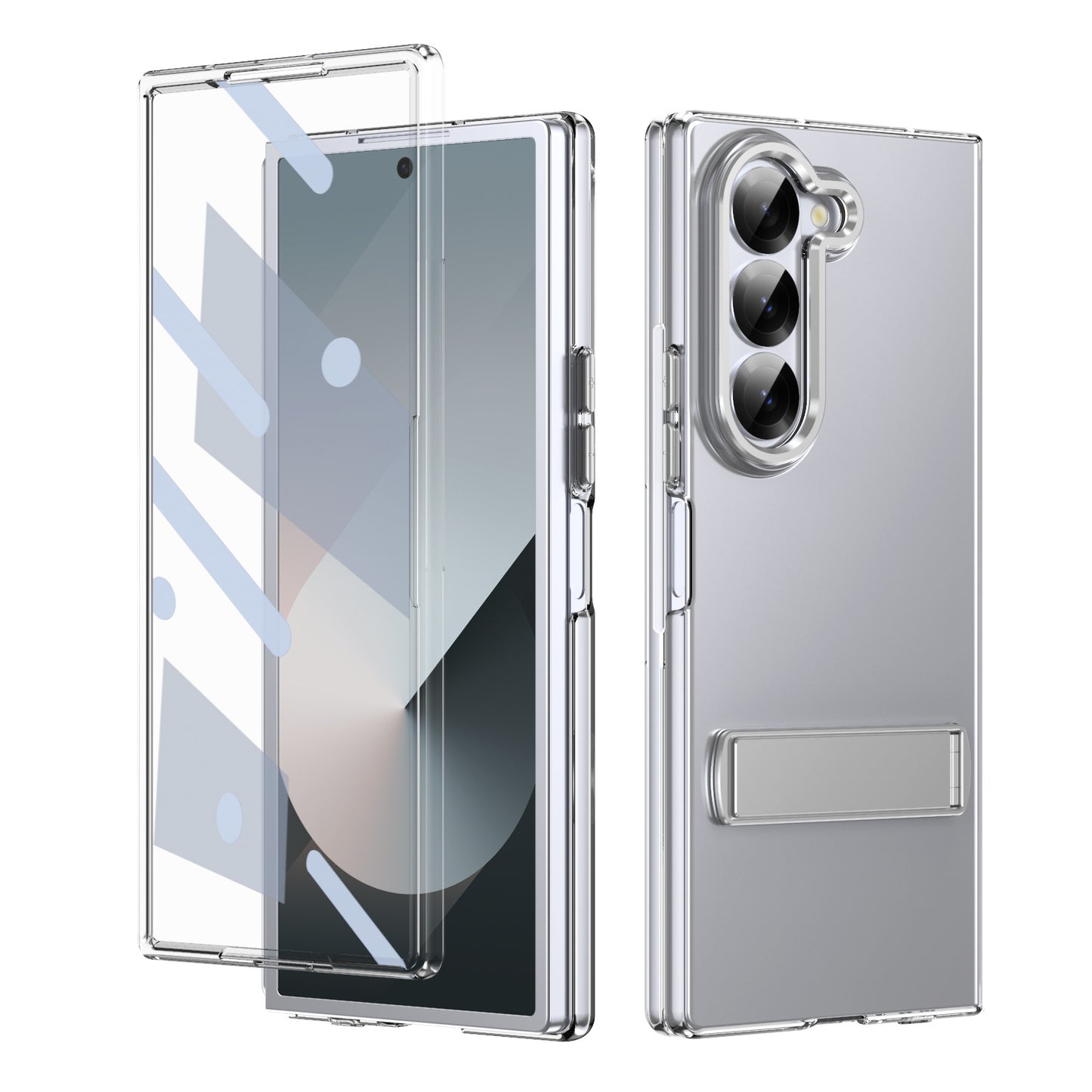 Metal Bracket Clear Shockproof Phone Case With Screen Protector For Galaxy Z Fold 6/5/4