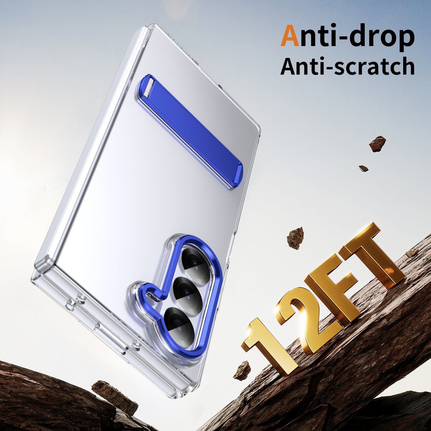 Metal Bracket Clear Shockproof Phone Case With Screen Protector For Galaxy Z Fold 6/5/4