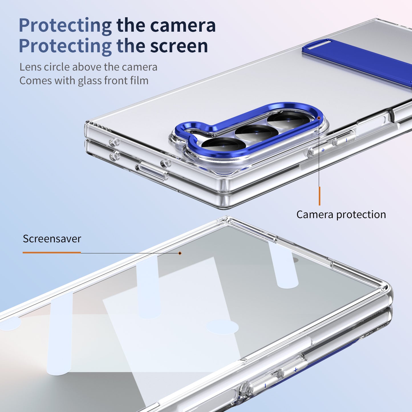 Metal Bracket Clear Shockproof Phone Case With Screen Protector For Galaxy Z Fold 6/5/4