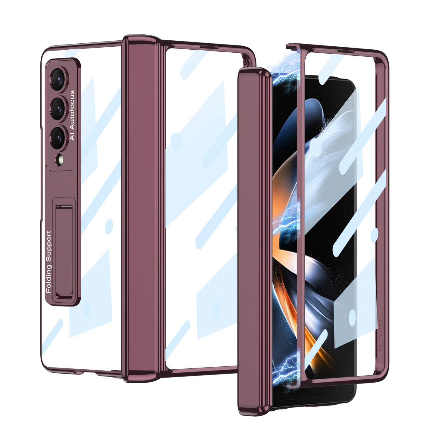 Magnetic Hinge Invisible Bracket Electroplated Protective Phone Case For Samsung Galaxy Z Fold5 Fold4 - mycasety2023 Mycasety