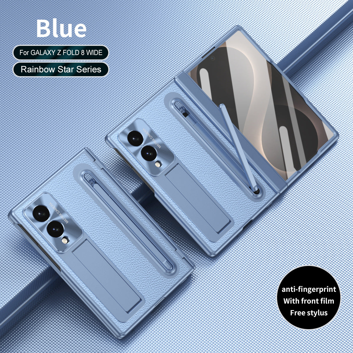 Leather Golden Electroplated Phone Case With Back Screen Glass and Stylus For Galaxy Z Fold 8/7/6/5/4