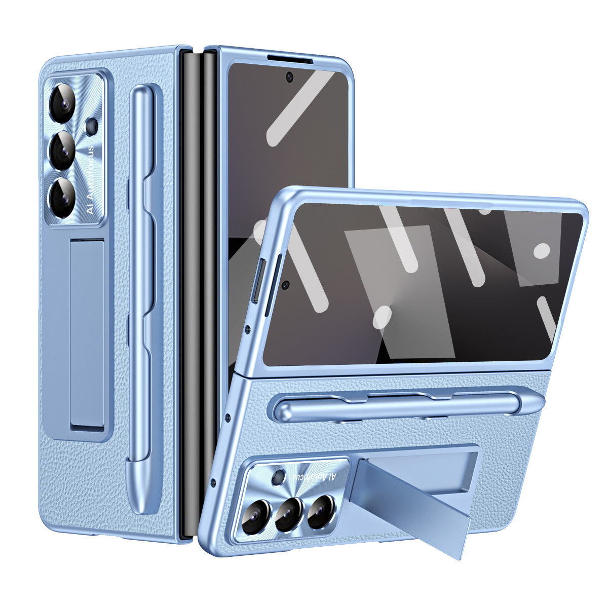 Business Electroplating Leather Phone Case With Screen Film & Stylus For Galaxy Z Fold 7/6/5/4/3