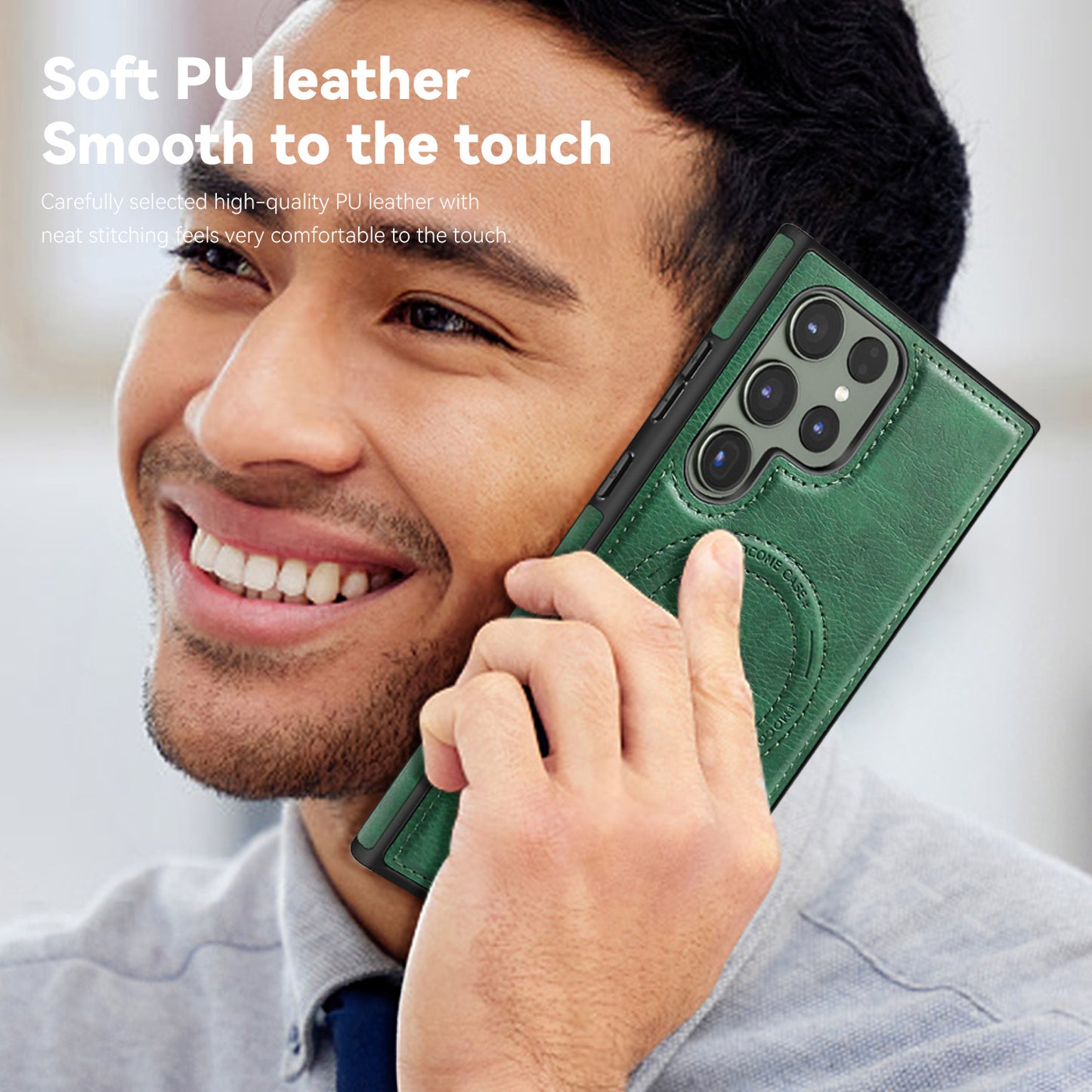 Magnetic Anti-fall Leather Phone Case With Invisible Holder For Galaxy