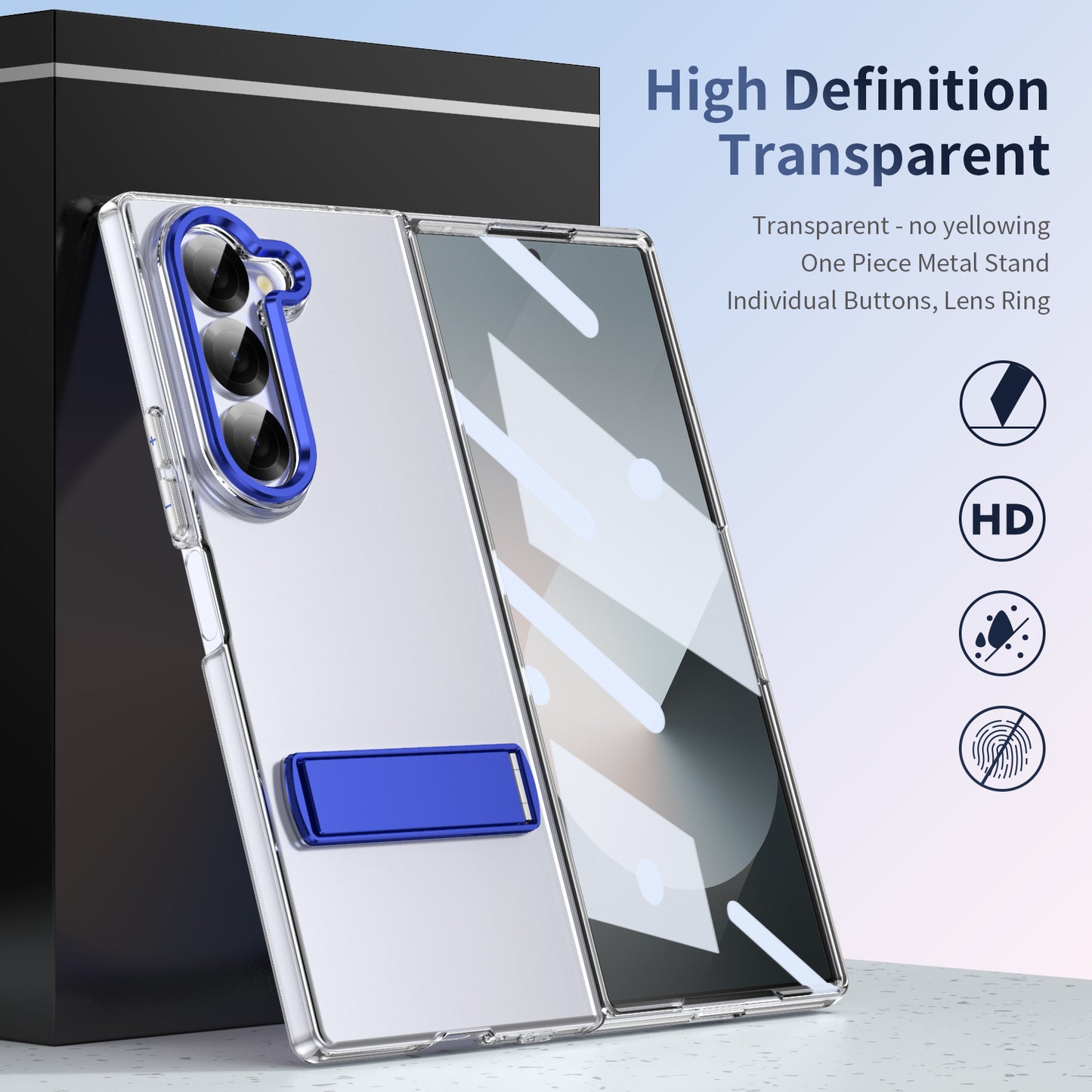 Metal Bracket Clear Shockproof Phone Case With Screen Protector For Galaxy Z Fold 6/5/4
