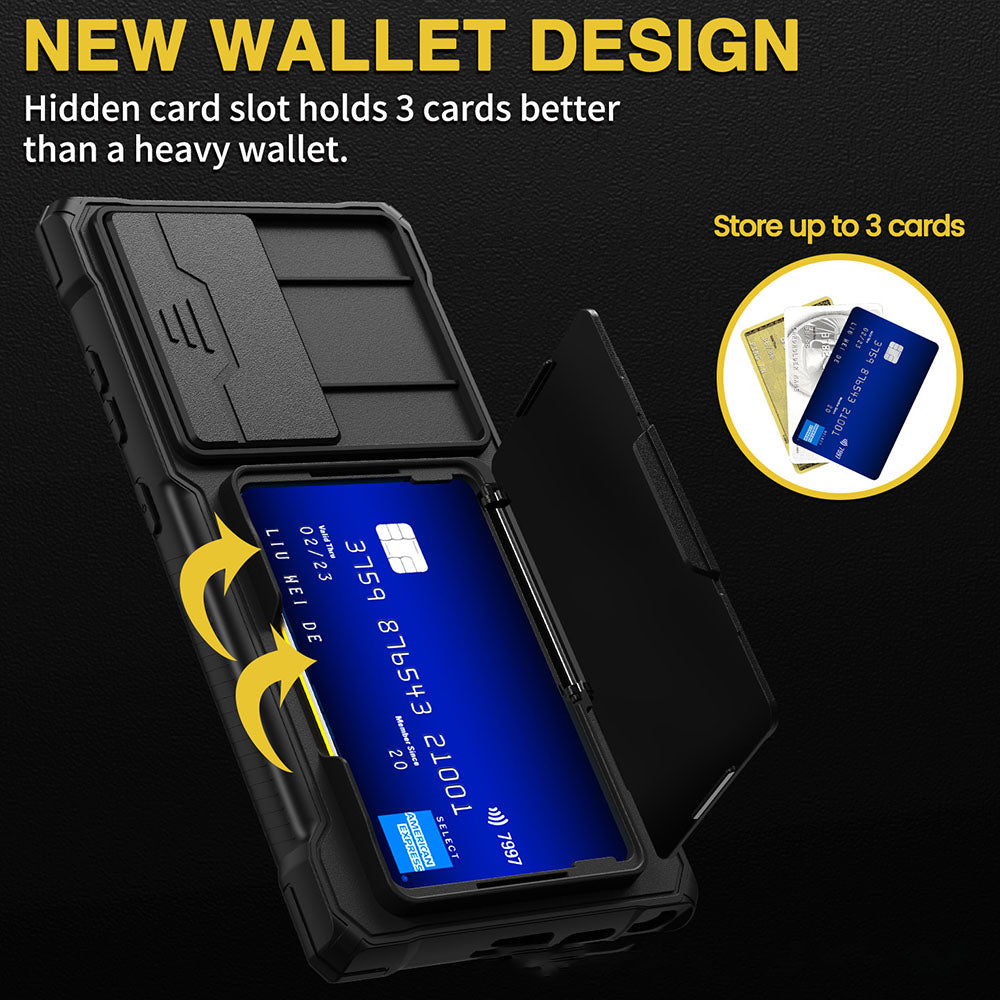 Galaxy Mecha All-inclusive Protection Phone Case With Camera Cover And Wallet Card Holder