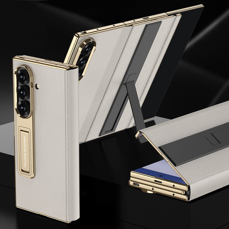 Business Leather Phone Case With With Magnetic Hinge Protection For Galaxy Z TriFold