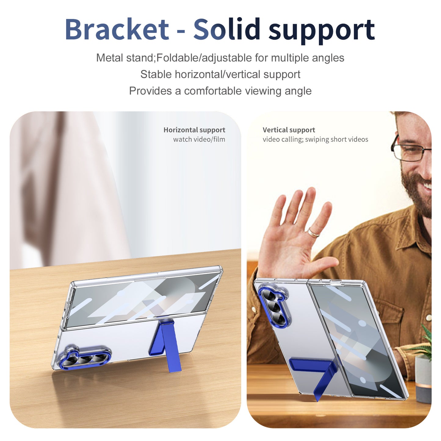 Metal Bracket Clear Shockproof Phone Case With Screen Protector For Galaxy Z Fold 6/5/4