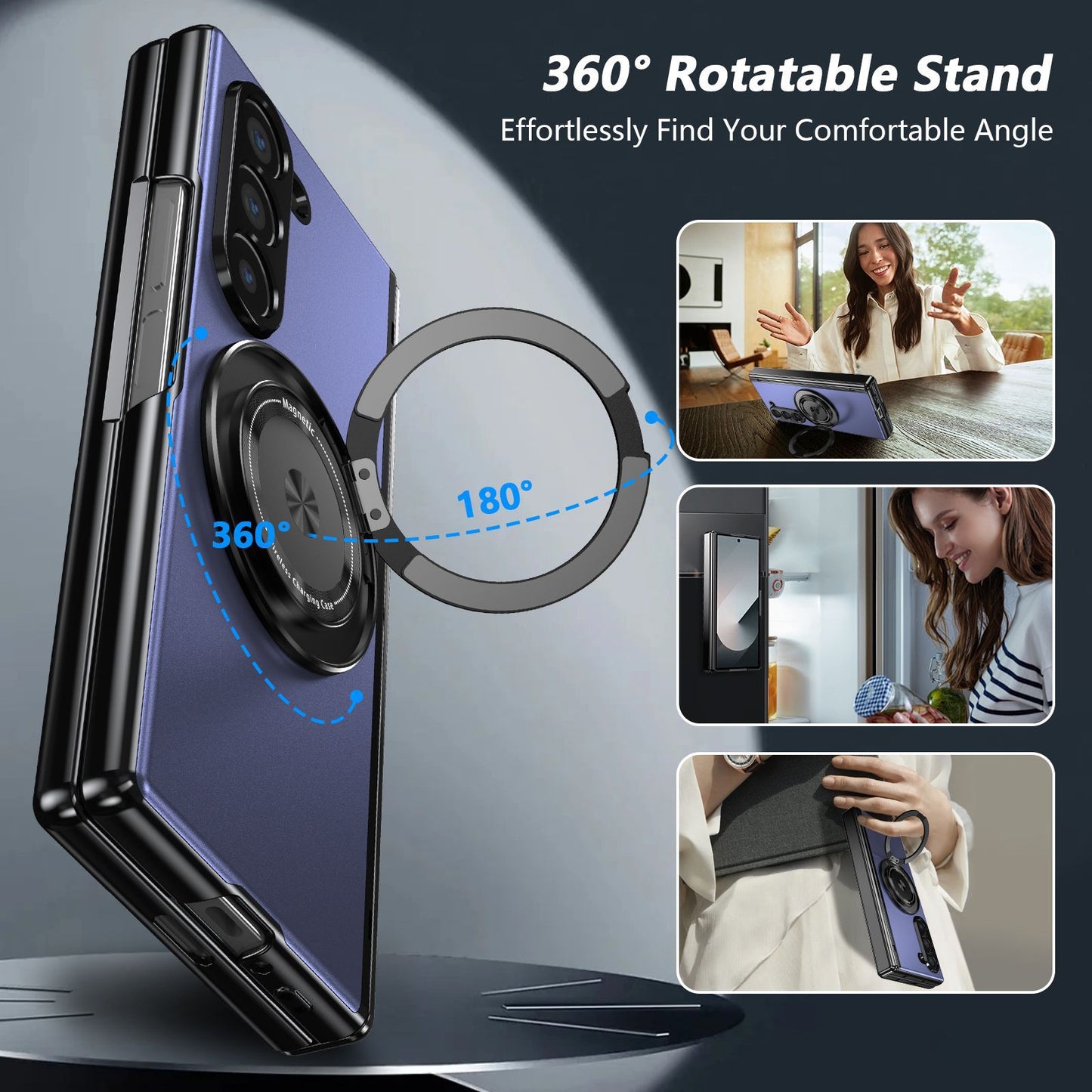 360° Magnetic Bracket Shockproof Phone Case With Screen Protector For Galaxy Z Fold 7/6/5/4