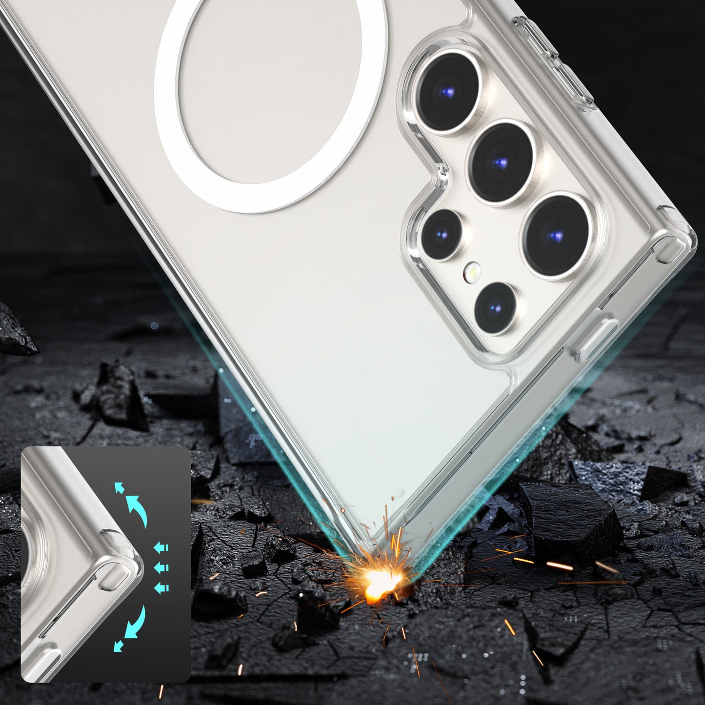 Magnetic Anti-fall Soft Clear Phone Case For Galaxy