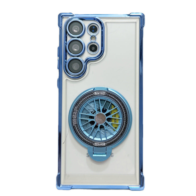 Galaxy Electroplated Four-corner Anti-fall Rotating Gyroscope Phone Case With Magnetic Bracket