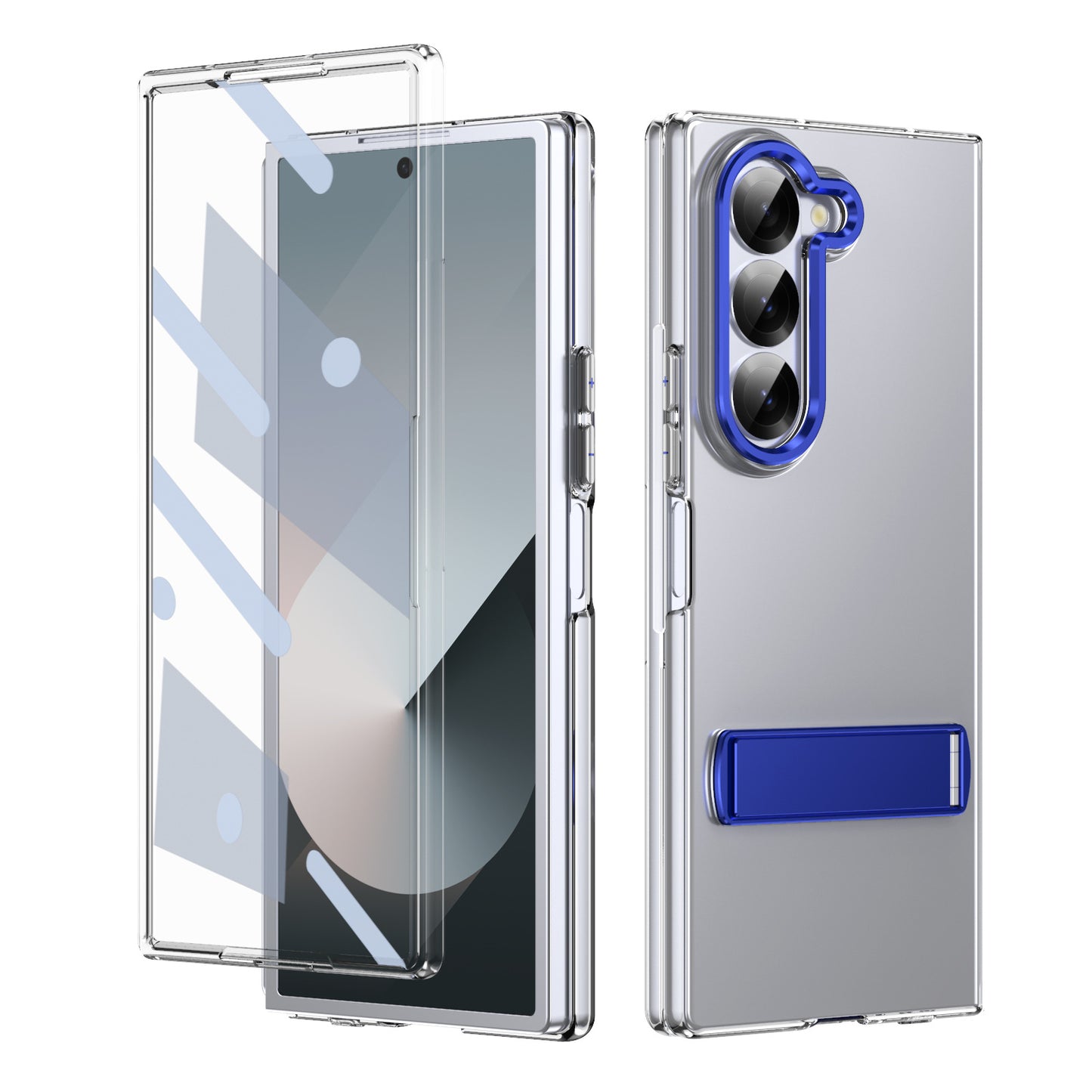 Metal Bracket Clear Shockproof Phone Case With Screen Protector For Galaxy Z Fold 6/5/4