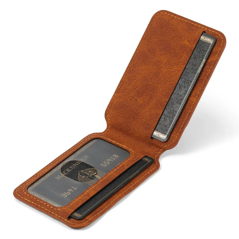 Magnetic Anti-fall Leather Phone Case With Card Holder For Galaxy
